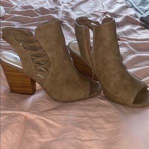 Peep toe heeled booties